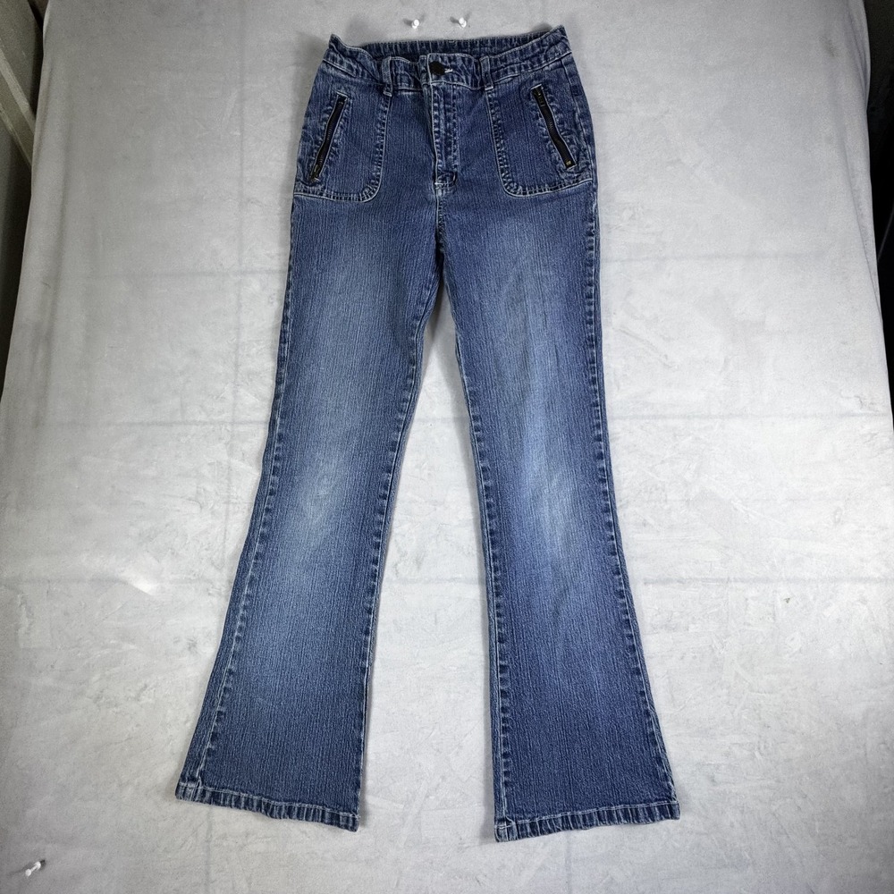 High Sierra Womens Flared Jeans Blue Denim Zipper Pockets Streetwear Outdoor‎ 14
